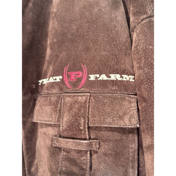 Phat Farm Men's Leather Heavy Shearling Jacket/Coat Men's XL Fur Lining Pockets - Picture 7 of 15